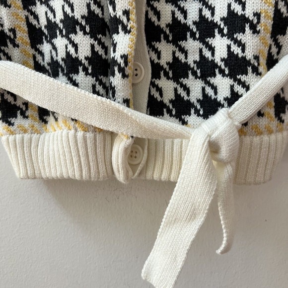 Janie & Jack Infant Girls Houndstooth Cardigan Sweater Sz 12-18 mo White Black - Picture 6 of 8